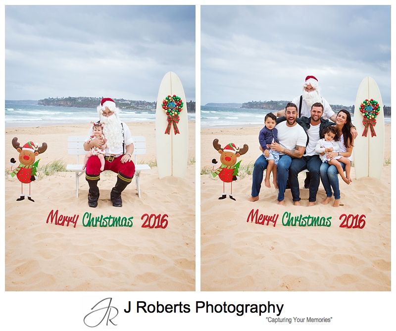Aussie Santa Photos on the beach on the Northern Beaches Sydney 